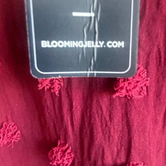 Blooming Jelly Cranberry Red Tufted Long Sleeve Bodysuit NWT Size Large - Picture 4 of 7